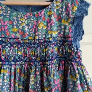 Mini Boden Floral Kids Dress - Blue and Pink